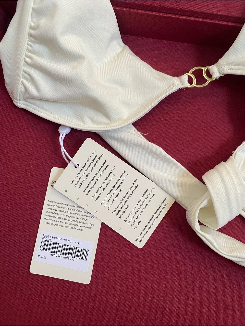Never-Worn Monday Swimwear Cream Bikini Top & Matching Cheeky Bottom